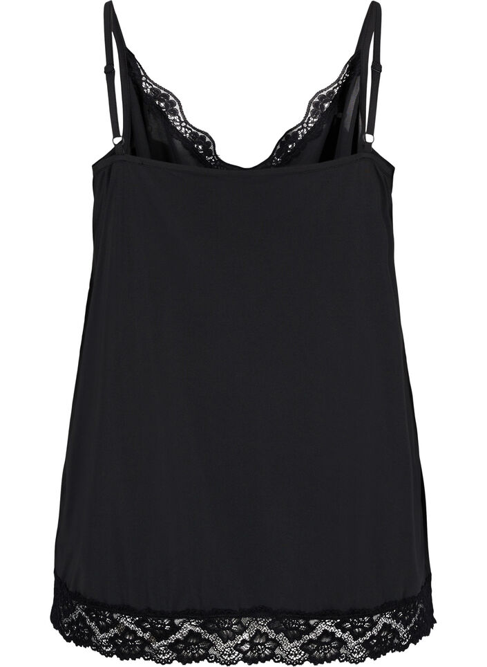 Pyjama top met kanten details, Black, Packshot image number 1