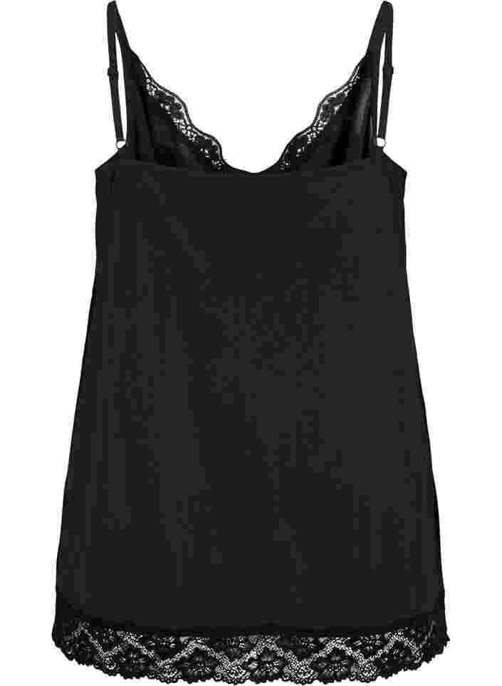 Pyjama top met kanten details, Black, Packshot image number 1