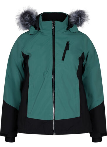 Ski jas met afneembare capuchon, Mallard Green Comb, Packshot image number 0