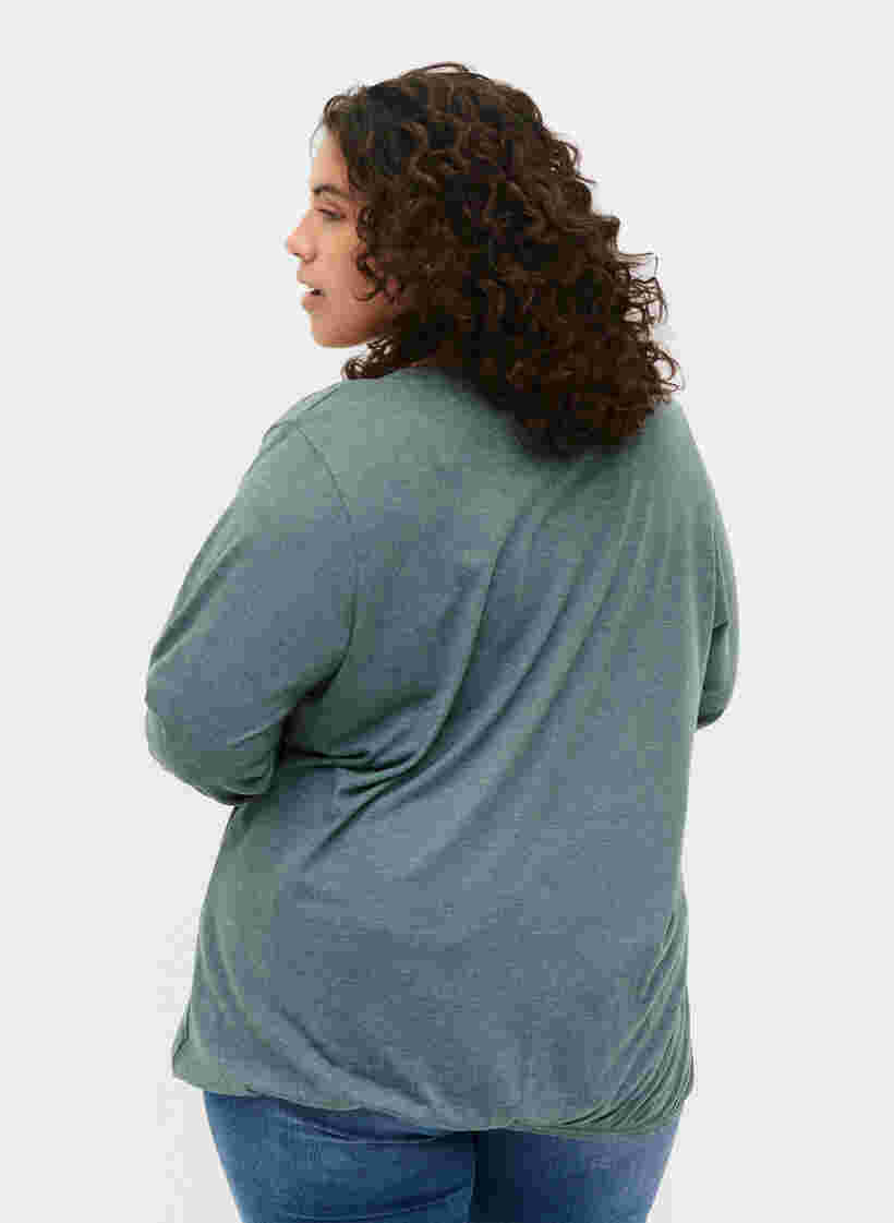 Gemêleerde blouse met v-hals, Sea Pine Mélange, Model image number 1