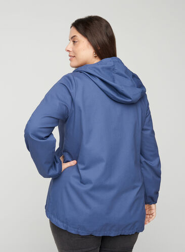 Korte jas met capuchon en zakken, Blue Indigo, Model image number 1