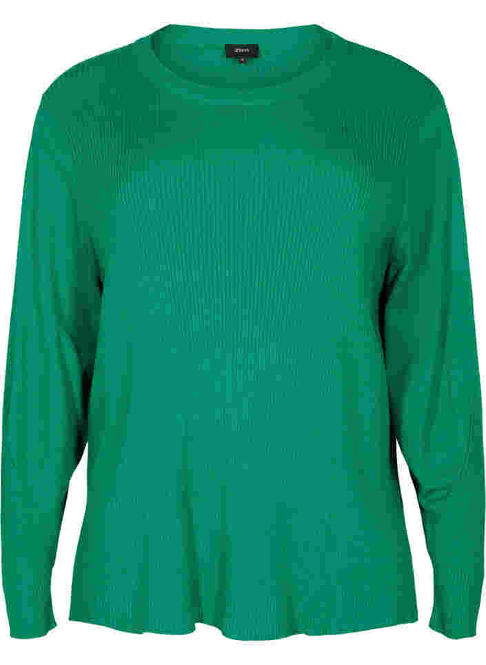 Gebreide top in rib, Jolly Green Mel., Packshot image number 0