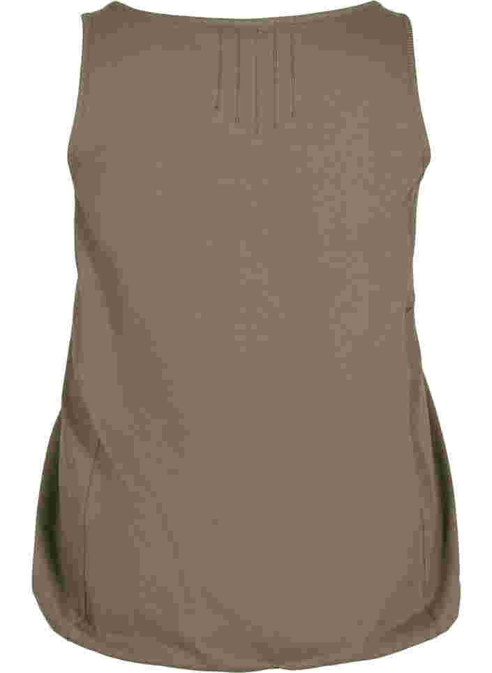 Katoenen top met elastiek in de onderkant en effen kleur, Dusty Olive, Packshot image number 1