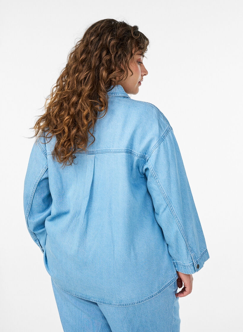 Los denimshirt met 3/4-mouwen, Blauw, Model image number 2