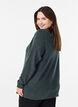 Gem&ecirc;leerde gebreide blouse met ronde hals, Groen, Model image number 2