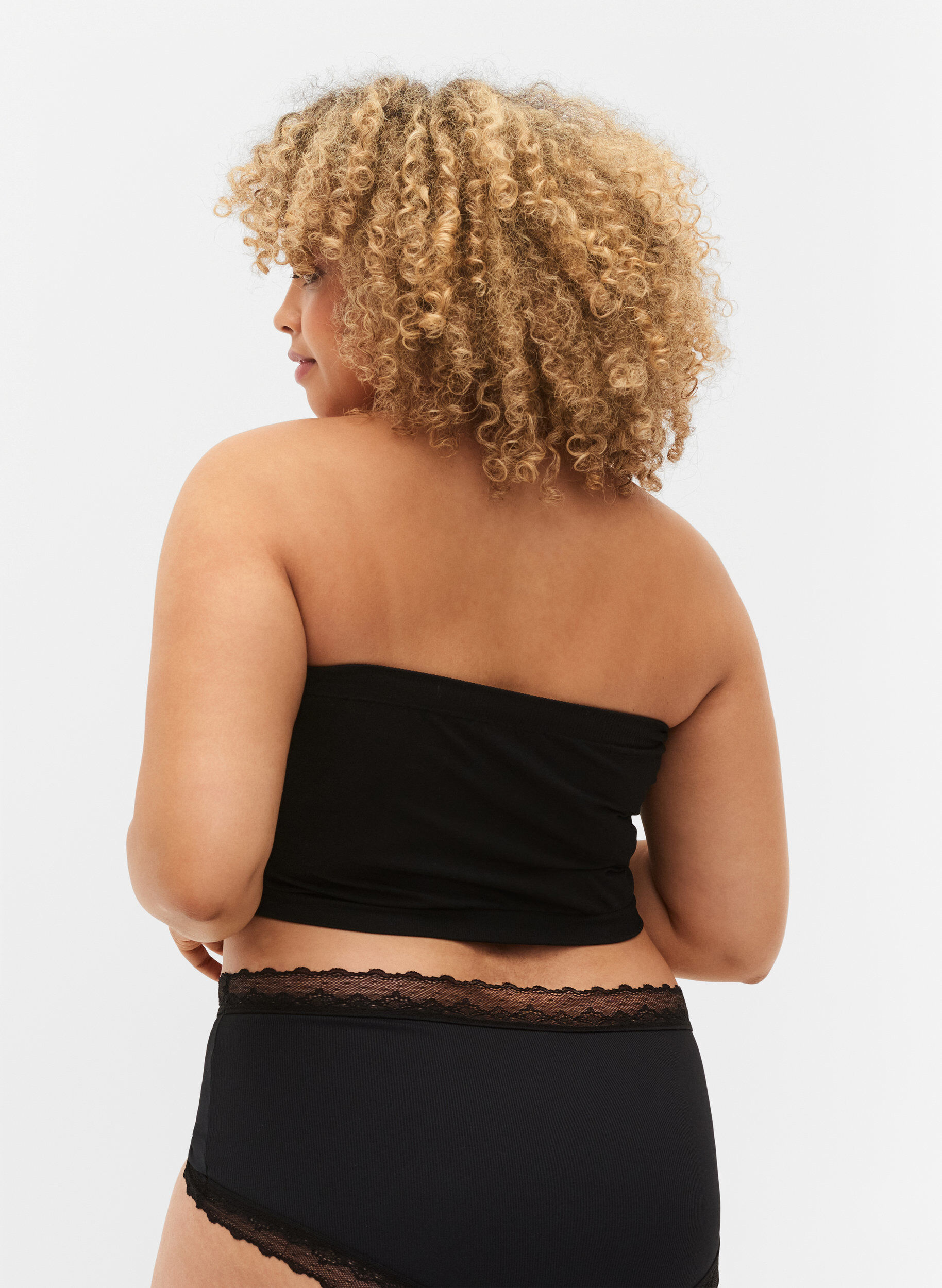Zizzi Bandeau topje, Zwart, Model image number 1