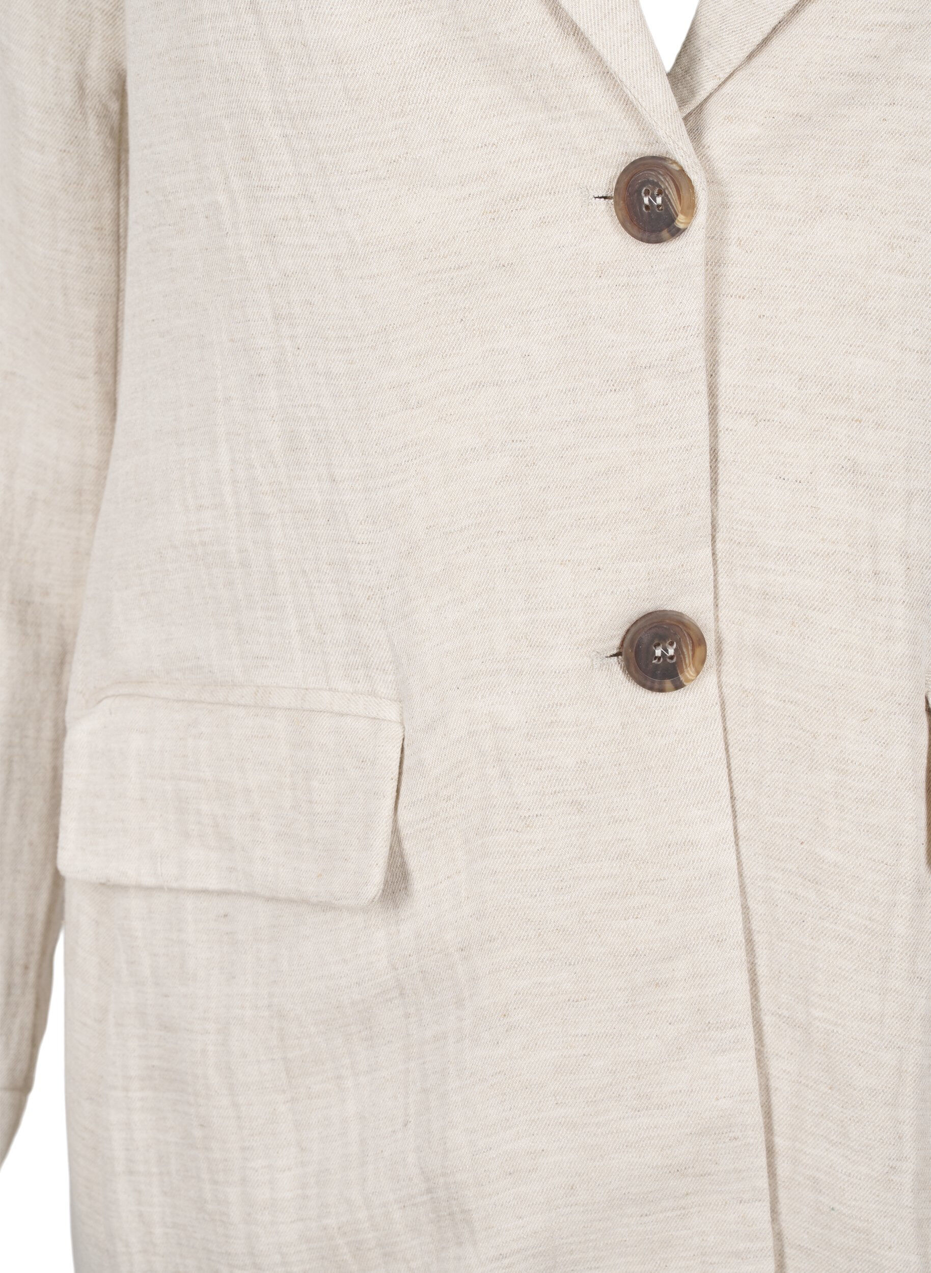 Zizzi Blazer van een materiaalmix met linnen, Rainy Day, Packshot image number 2