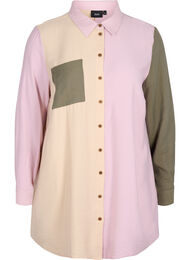 Color-block blouse van viscosemix, Pink Blocking