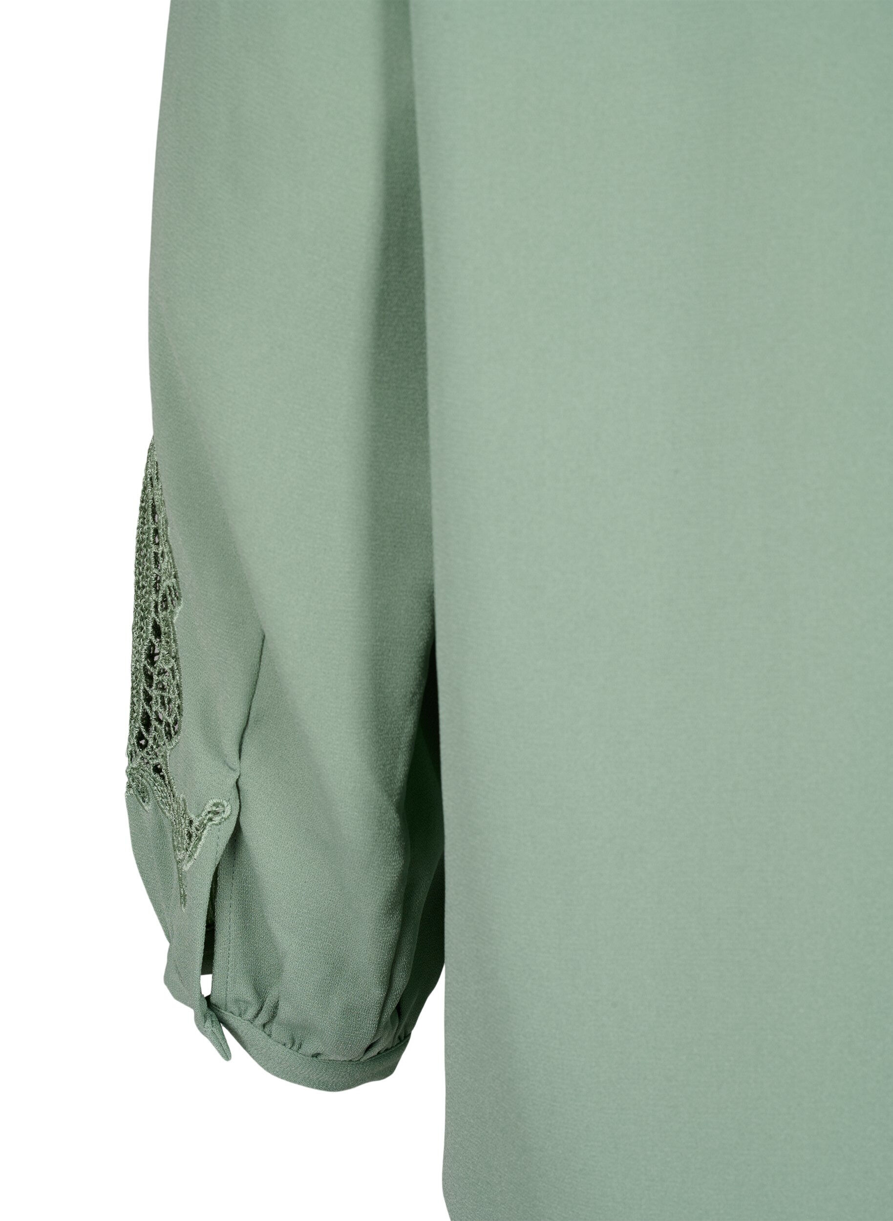 Zizzi Blouse met lange mouwen en gehaakte details, Green Bay, Packshot image number 4