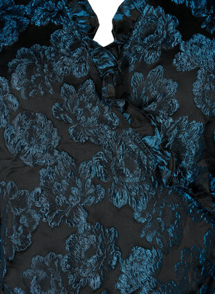 Jacquard wikkelblouse met 3/4 mouwen, Black Blue, Packshot image number 2