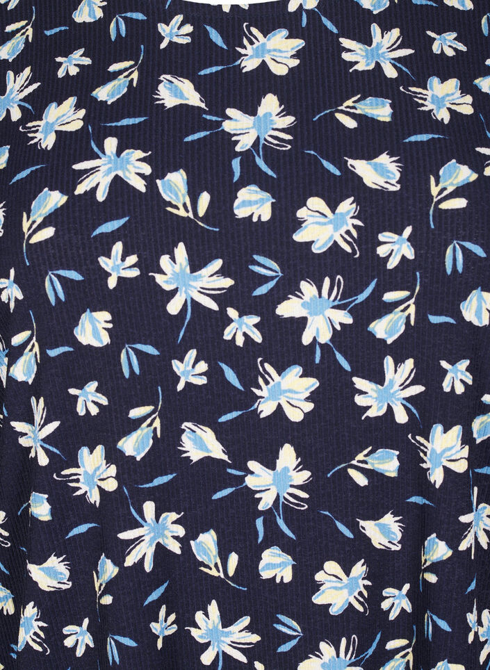 Blouse met lange mouwen en bloemenprint, Blauw, Packshot image number 2