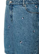 High-waist denim shorts met geborduurde motieven, Blauw, Packshot image number 2
