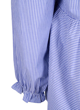 Gestreepte katoenen blouse met strik detail, Baja Blue Stripe, Packshot image number 3