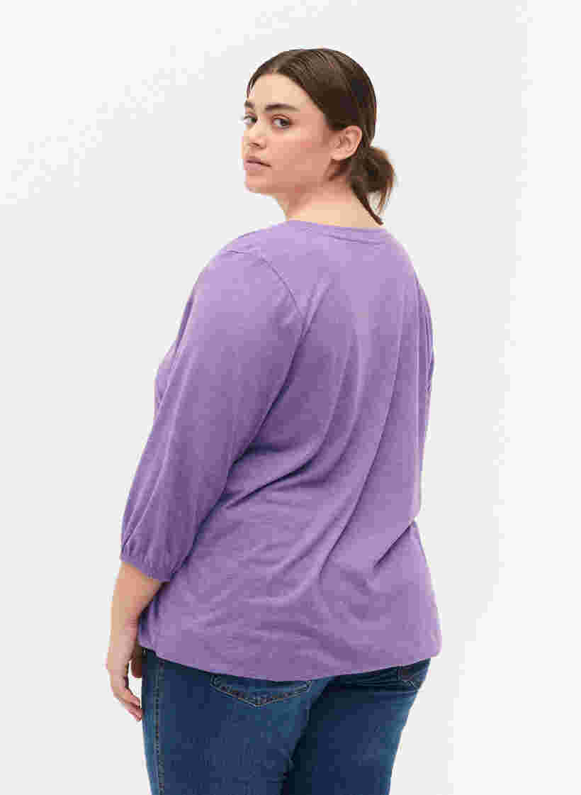 Gemêleerde blouse met v-hals, Deep Lavender Mél, Model image number 1