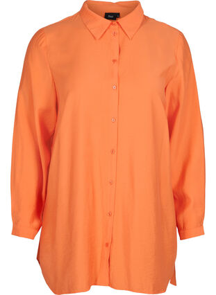 Lange blouse in viscose, Celosia Orange, Packshot image number 0