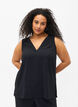 Mouwloze top met kreukeffecten, Zwart, Model image number 0