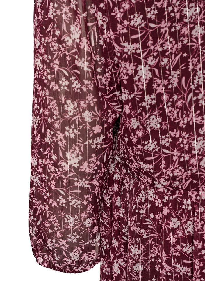 Tuniek met bloemenprint en glitterdraden, Rood, Packshot image number 3