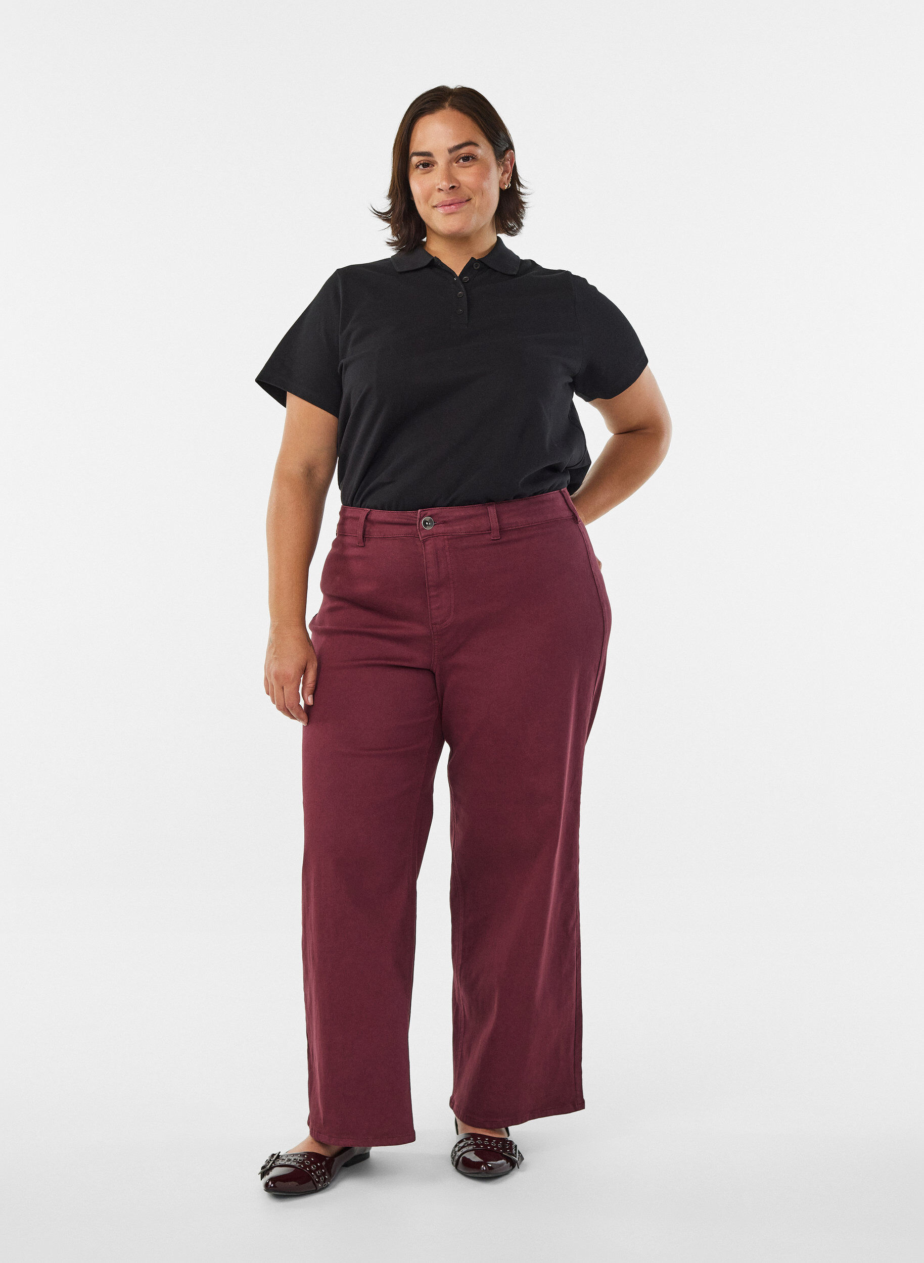 Zizzi Polo met korte mouwen, Zwart, Model image number 1