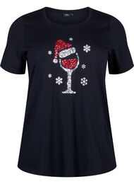 Kerst T-shirts in 100% katoen, Black w. Wine