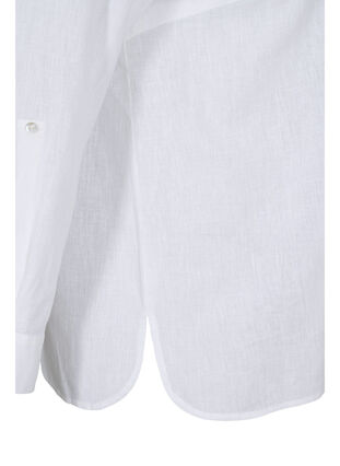 Overhemdblouse met knoopsluiting in katoen-linnen mix, White, Packshot image number 3