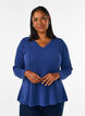 Jersey blouse met een geribde textuur en een A-lijn pasvorm, Blauw, Model image number 0