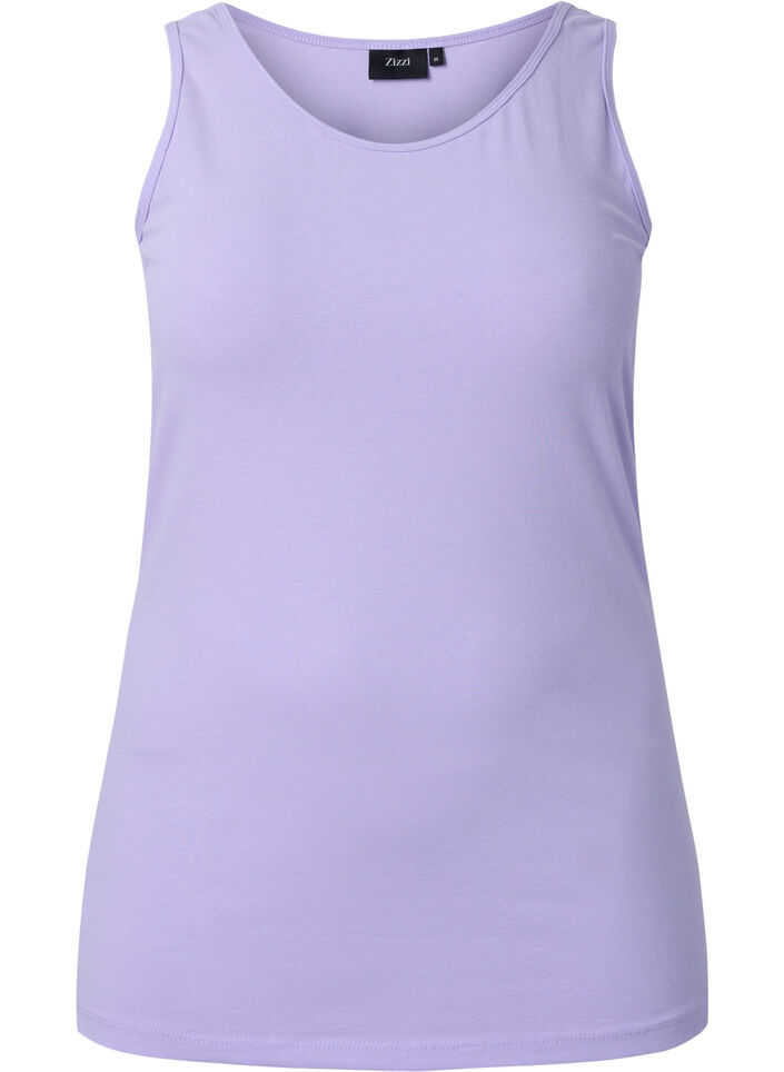 Effen gekleurd basic top in katoen, Lavender, Packshot image number 0