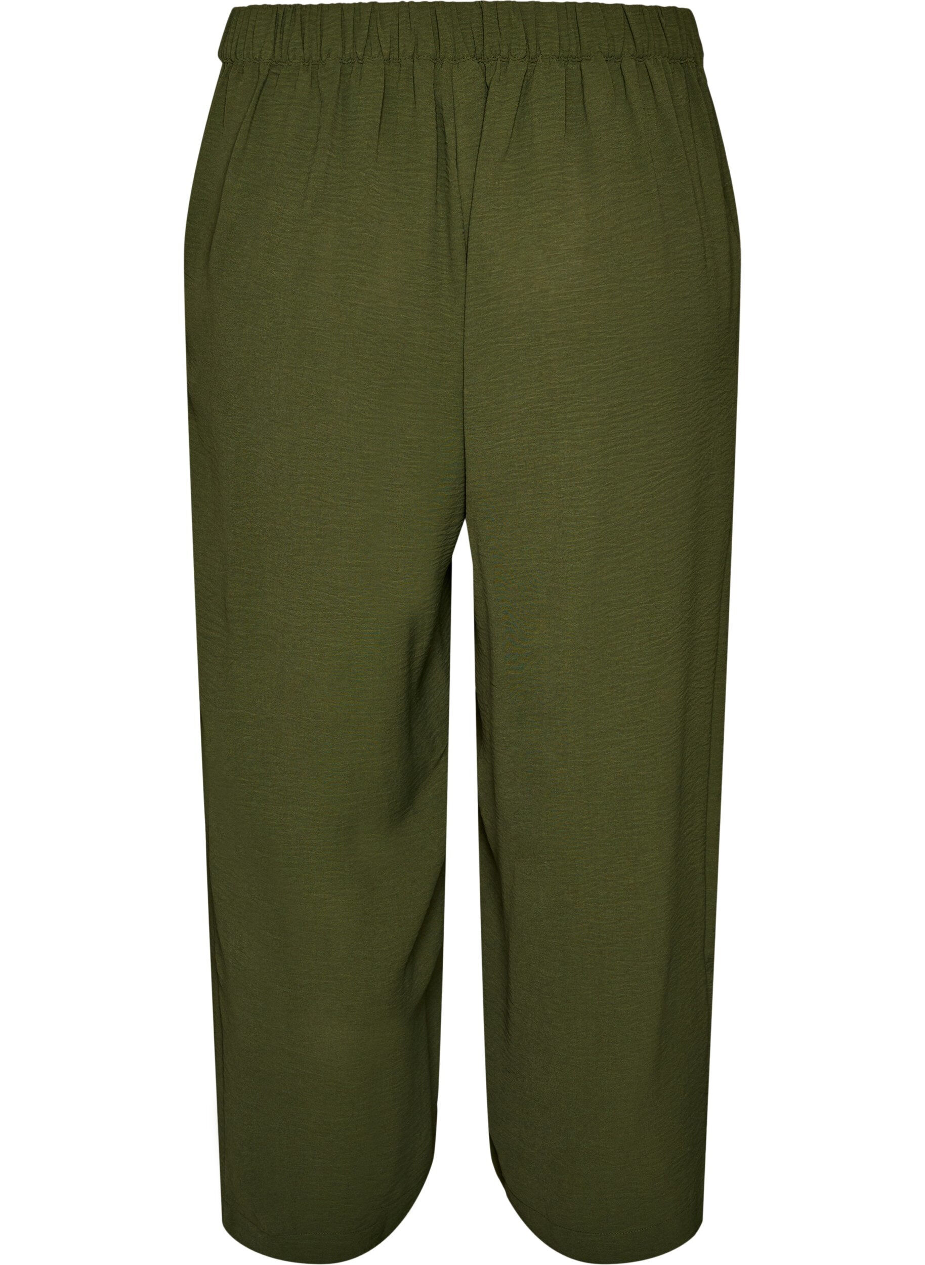 Zizzi High-waist culottes met een elastische achterkant, Groen, Packshot image number 1