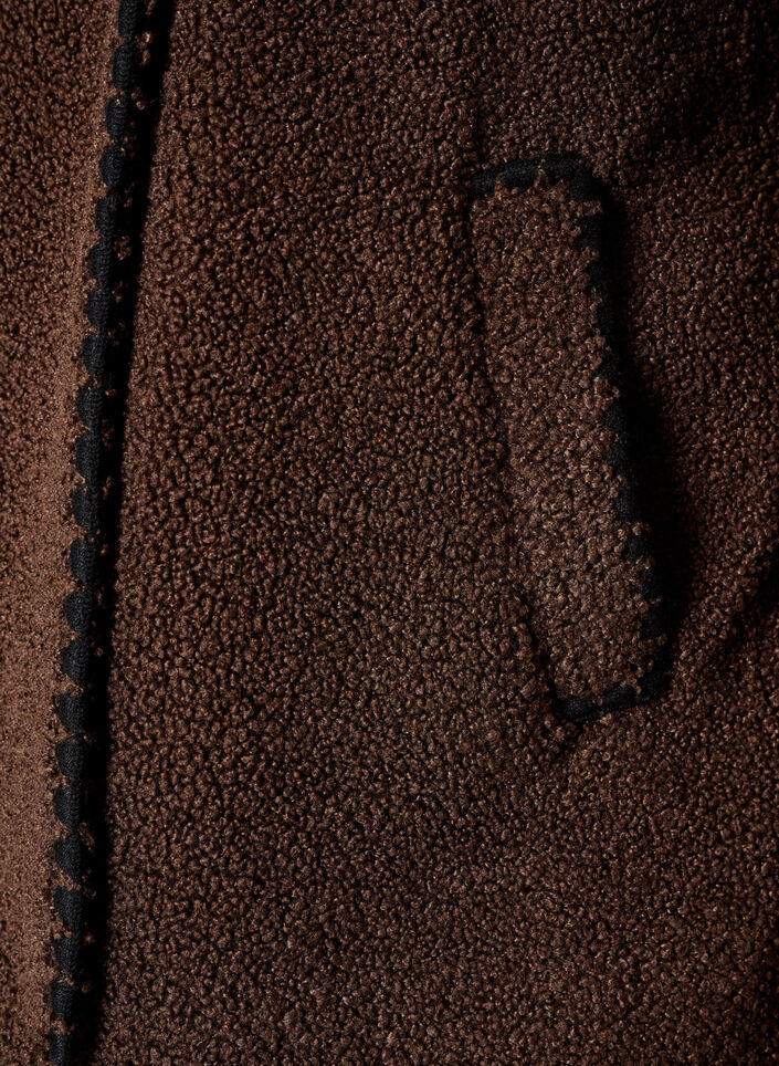 Teddy jas met contrast details, Bruin, Packshot image number 2