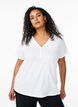T-shirt met knoopdetail, Wit, Model image number 0