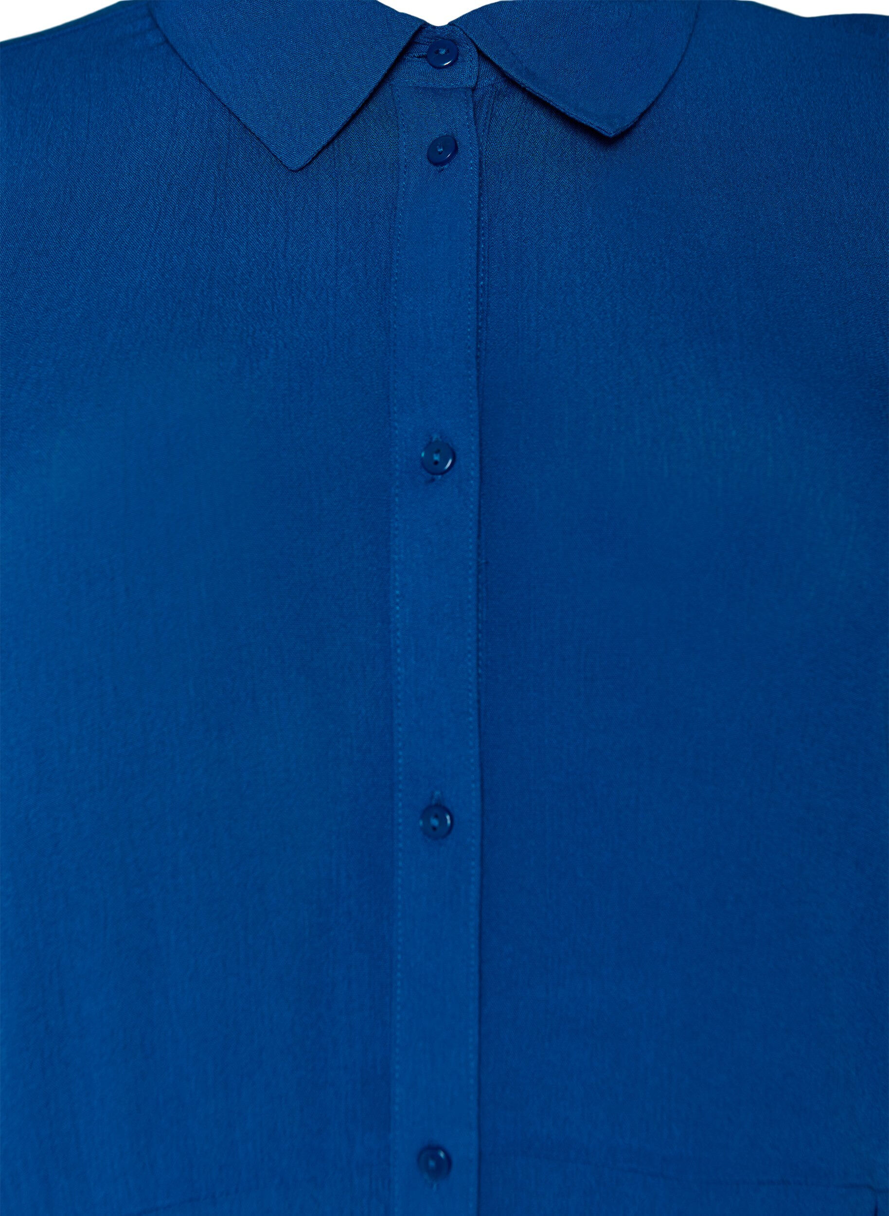 Zizzi Midi shirtjurk met korte mouwen, Blauw, Packshot image number 2