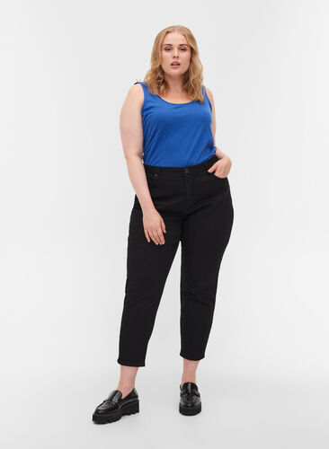 Cropped Mille jeans met mom fit, Black, Model image number 0