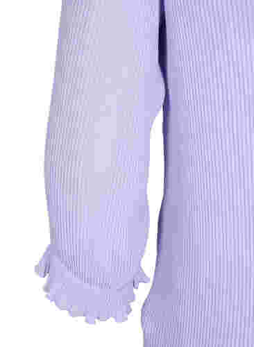 Geplooide blouse met 3/4 mouwen, Lavender, Packshot image number 3