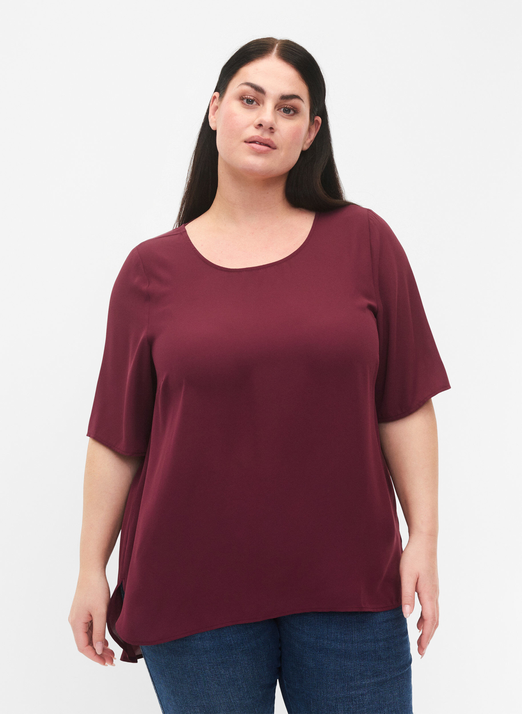 Zizzi Blouse met kruis detail op de achterkant, Port Royal, Model image number 0