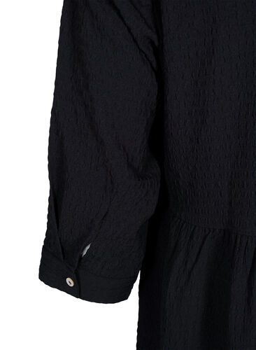Effen midi jurk met 3/4-mouwen, Black, Packshot image number 3