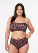 Leopard hoog getailleerde bikini broekjes, Bruin, Model image number 0
