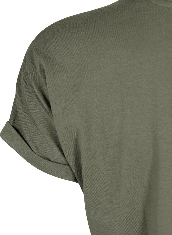 T-shirt met korte mouwen van katoenmix, Groen, Packshot image number 3