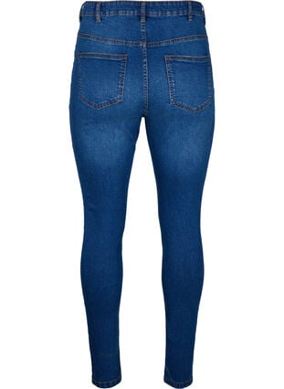 Slim fit jeans met slijtagedetails, Blue Denim, Packshot image number 1