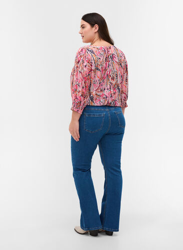Ellen bootcut jeans met grote zakken, Blue denim, Model image number 1