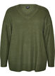 Lange ribgebreide blouse met V-hals, Groen, Packshot image number 0