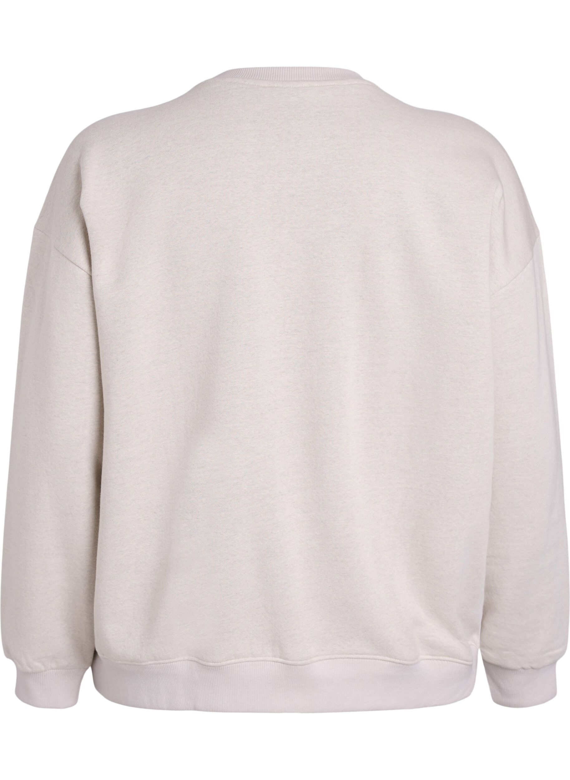 Zizzi Sweatshirt met tekst aan de voorkant, Beige, Packshot image number 1