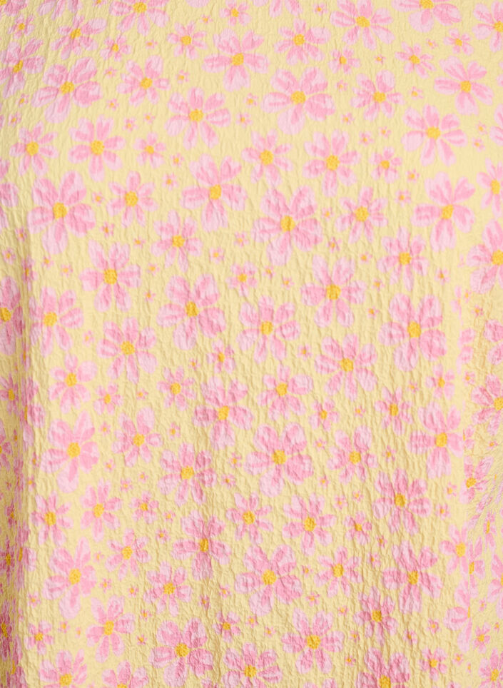 Korte jurk met een gekreukte textuur en korte mouwen, Geel, Packshot image number 2