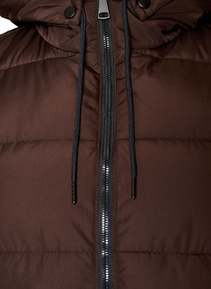 Lange vest met capuchon en zakken, Bruin, Packshot image number 2