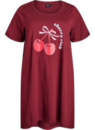 Nachtjapon met korte mouwen van biologisch katoen, Rood