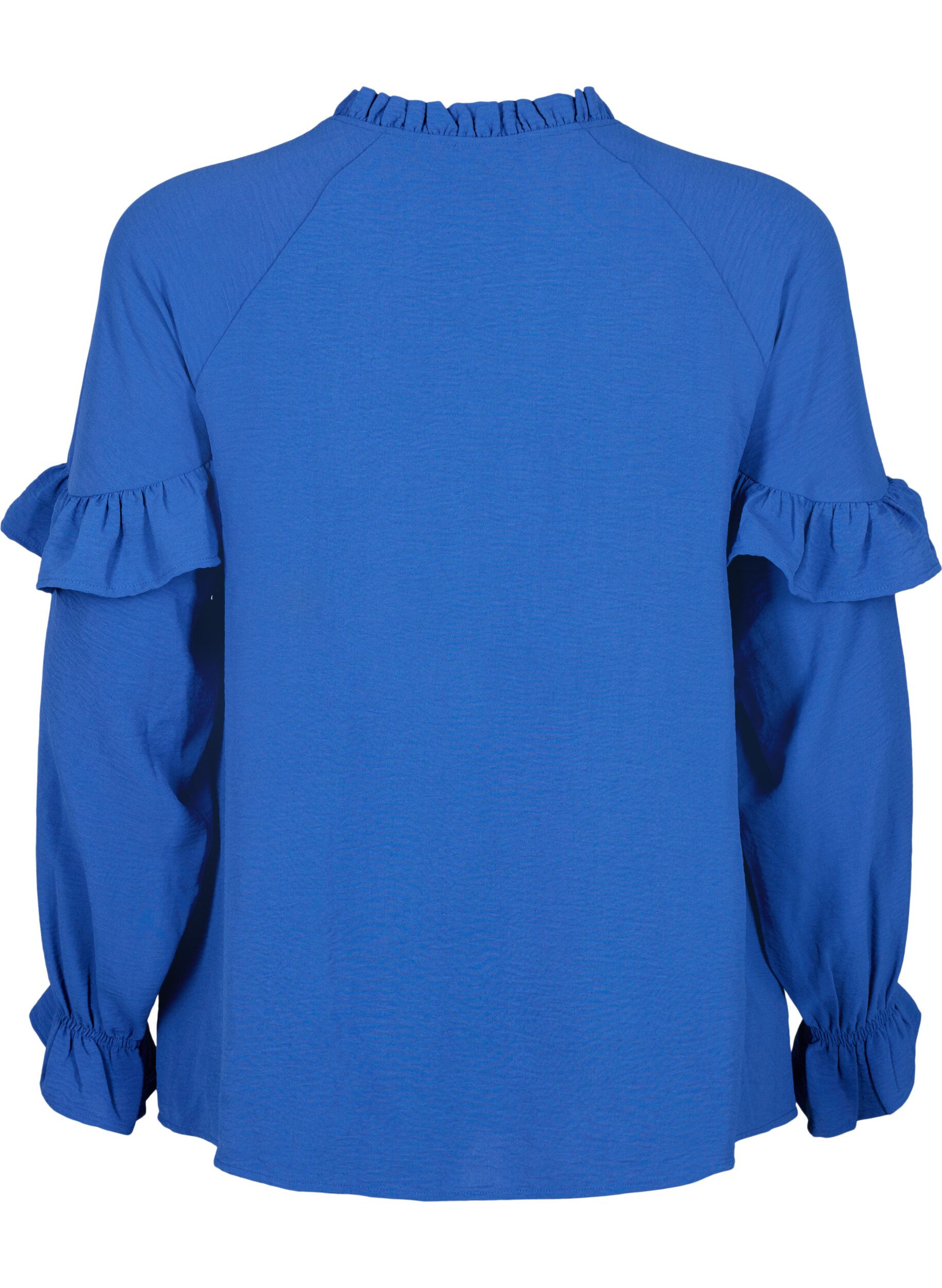 Zizzi Blouse met ruches en knopen, Deep Ultramarine, Packshot image number 1