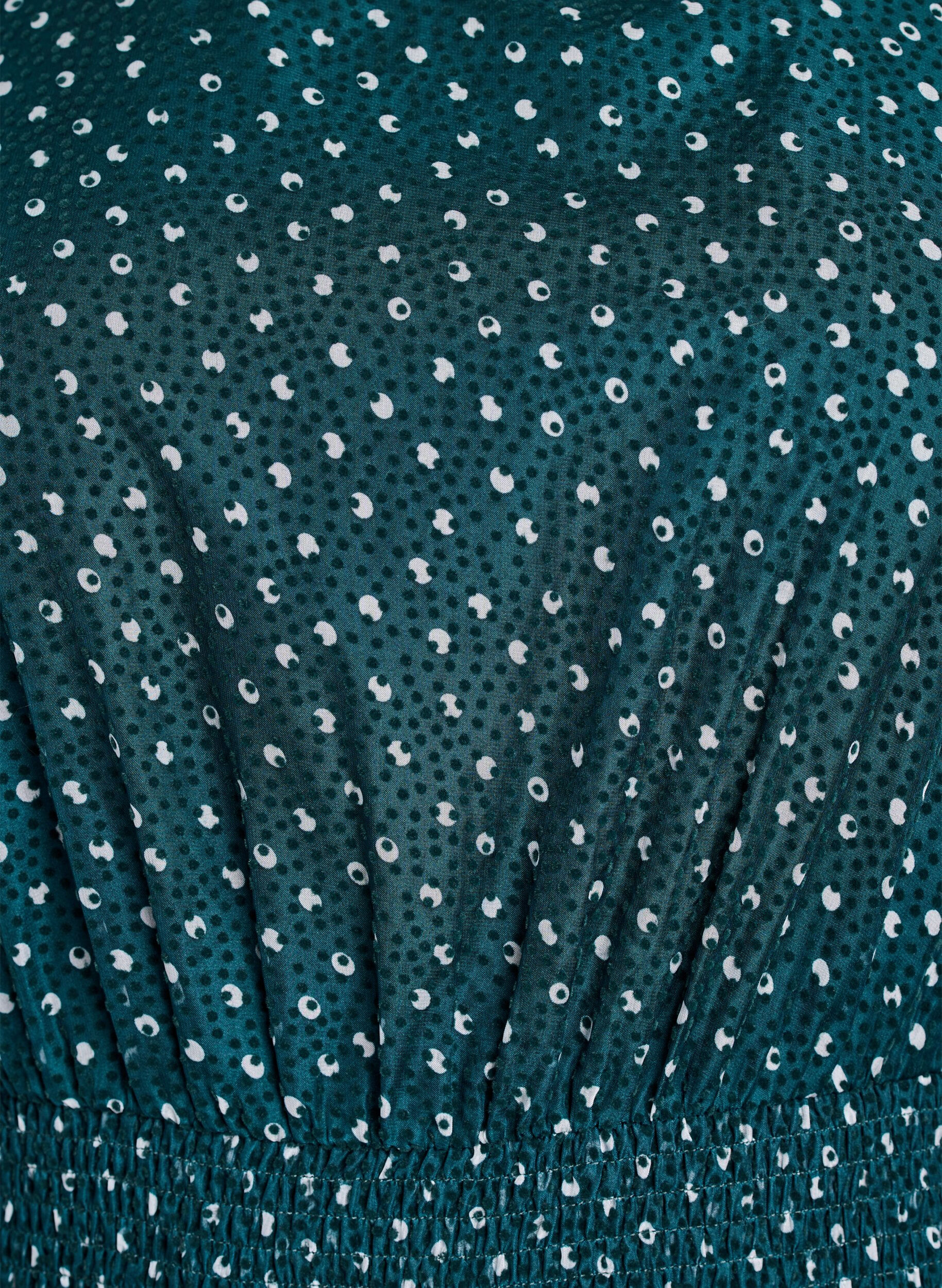 Zizzi Midi jurk van chiffon met stippenpatroon, Groen, Packshot image number 2