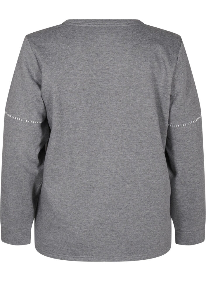 Sweatshirt met contrasterende stiksels, Medium Grey Mél, Packshot image number 1