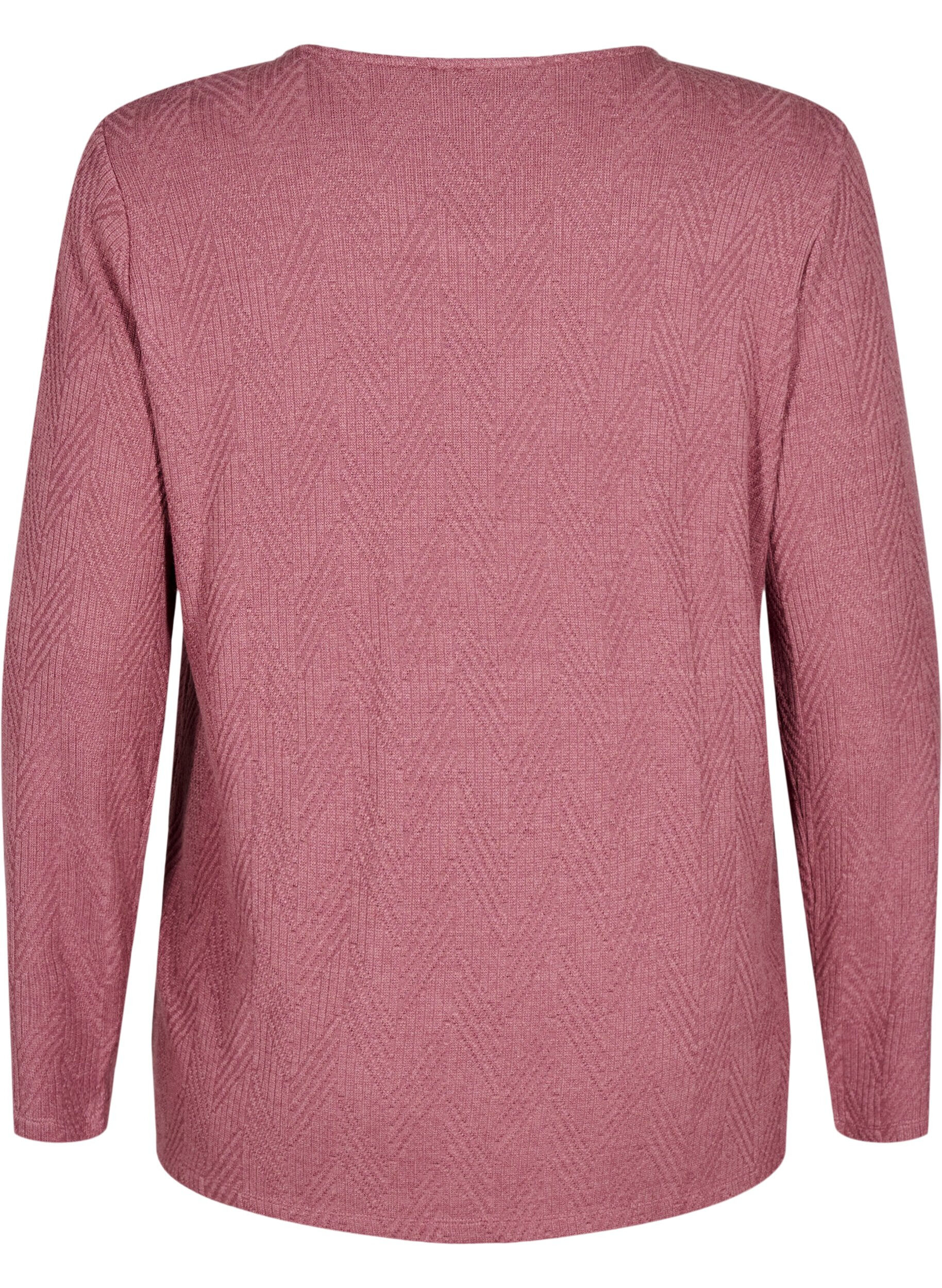 Zizzi Gepatroonde blouse met lange mouwen, Bruin, Packshot image number 1