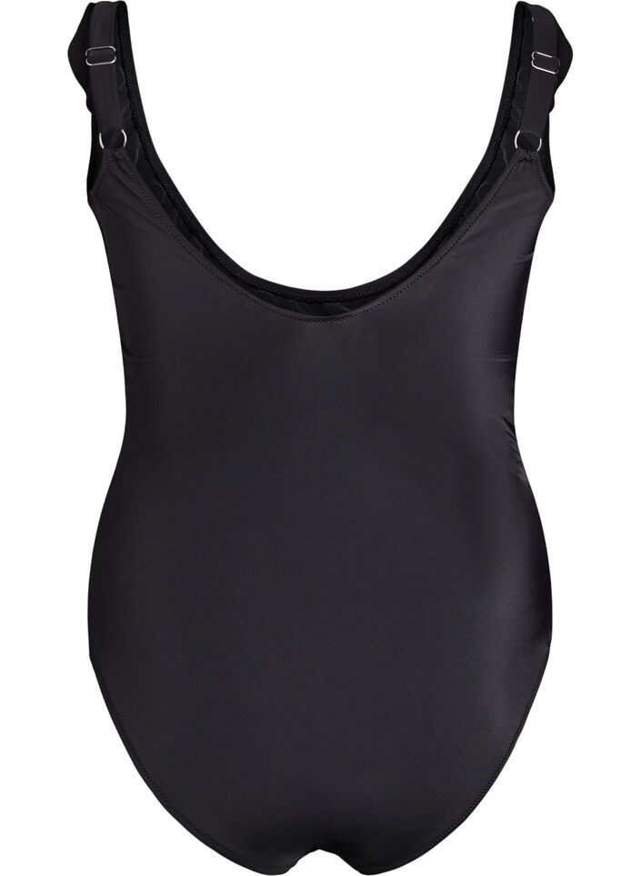 Badpak met ruches en uitneembare inzetstukken, Zwart, Packshot image number 1