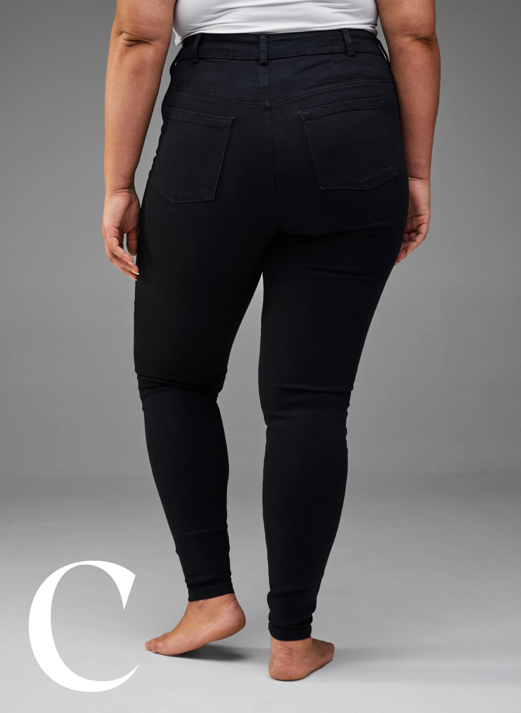 Zizzi Super smalle jeans met hoge taille, Black, Model image number 7