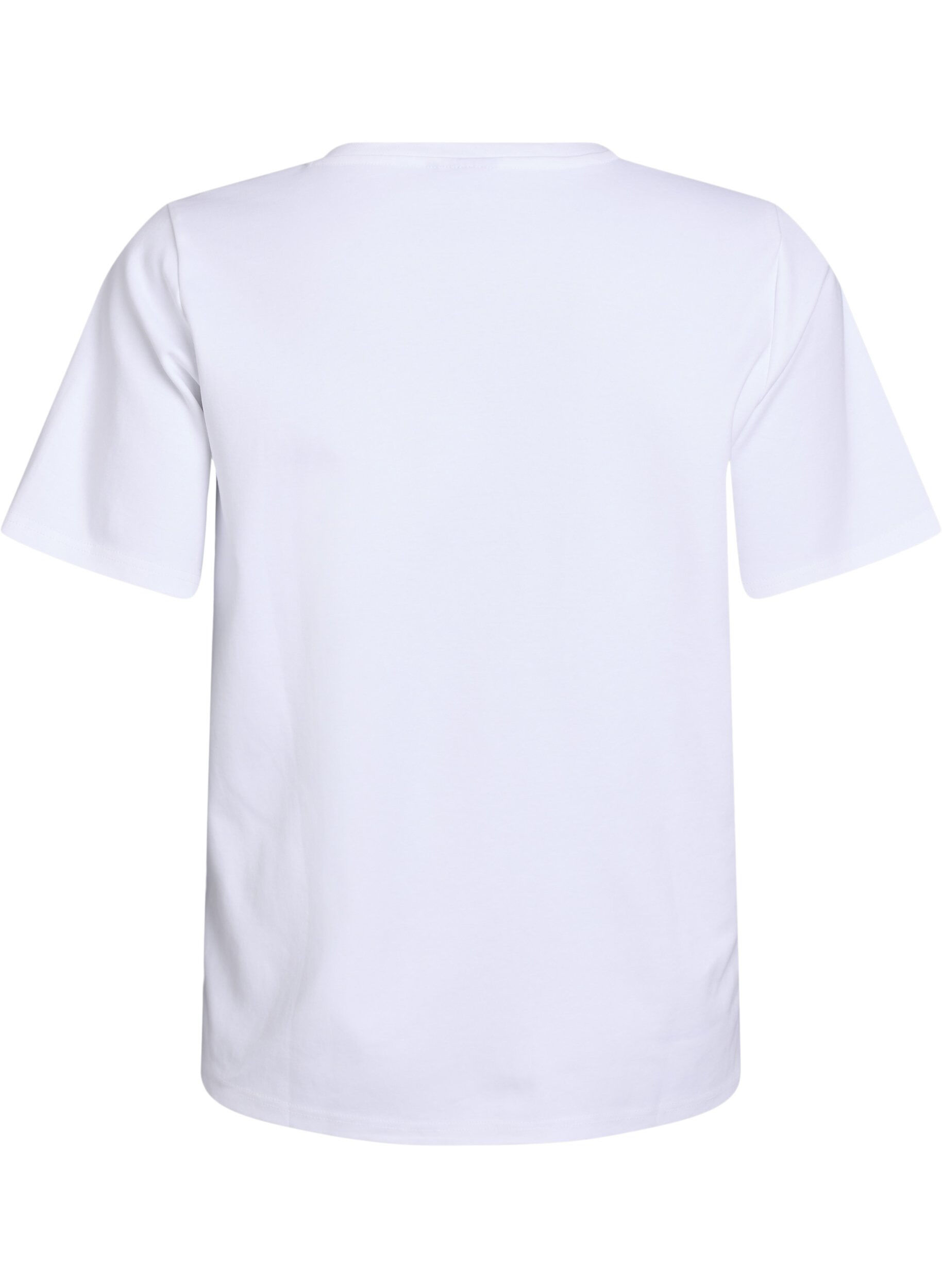 Zizzi Basic V-hals T-shirt in biologisch katoen, Wit, Packshot image number 1